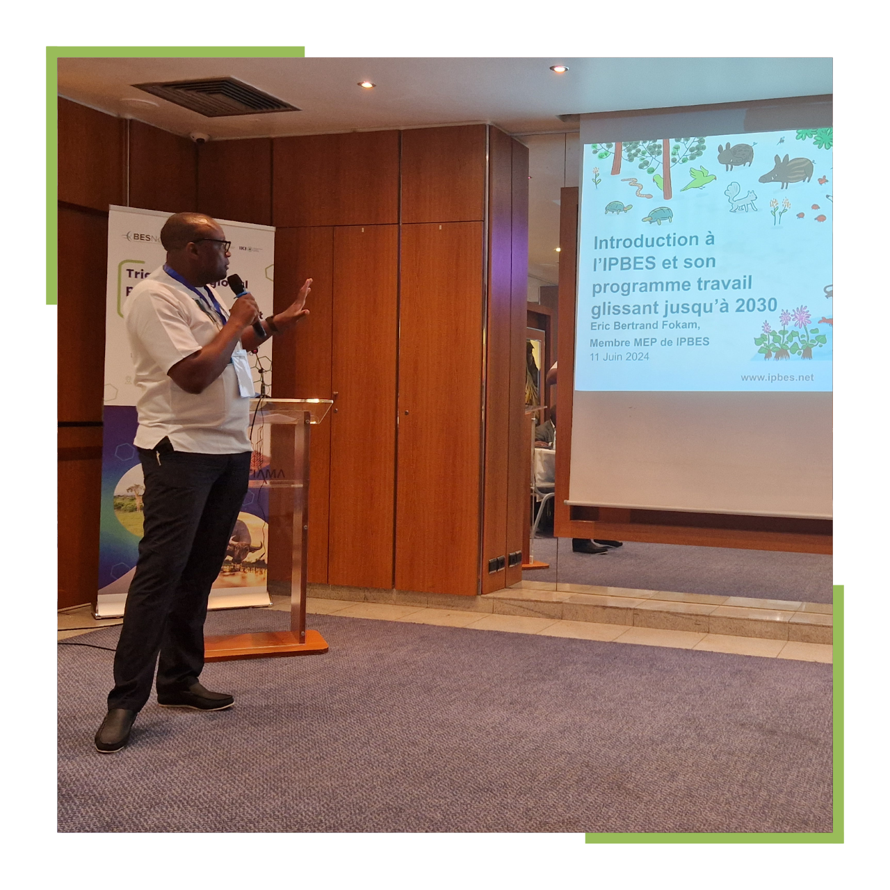 Professor Eric Bertrand Fokam giving a presentation on IPBES and its rolling work programme up to 2030