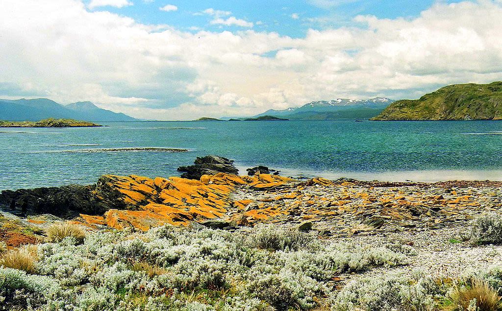A scenic ocean view of Tierra del Fuego