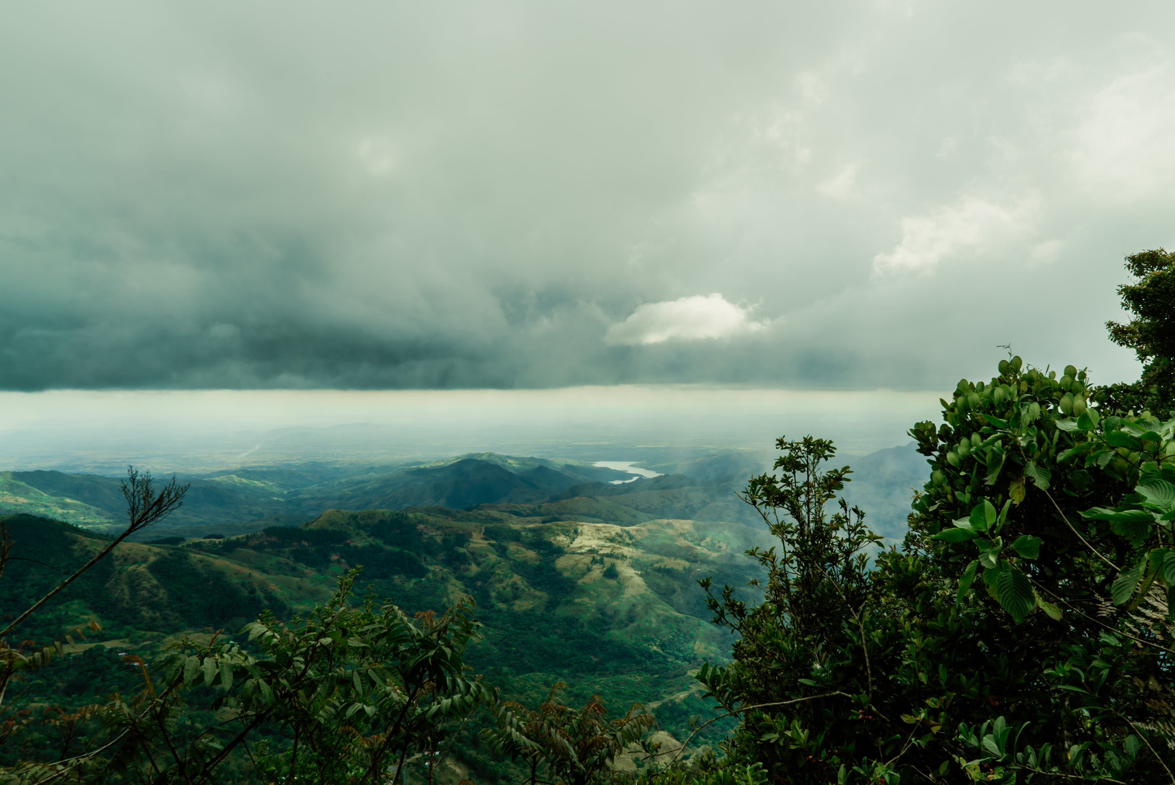 Photo of Beautiful mountain view from the top in Panama landscape with a lot of green leaves and plants and a cloudy sky at daytime
