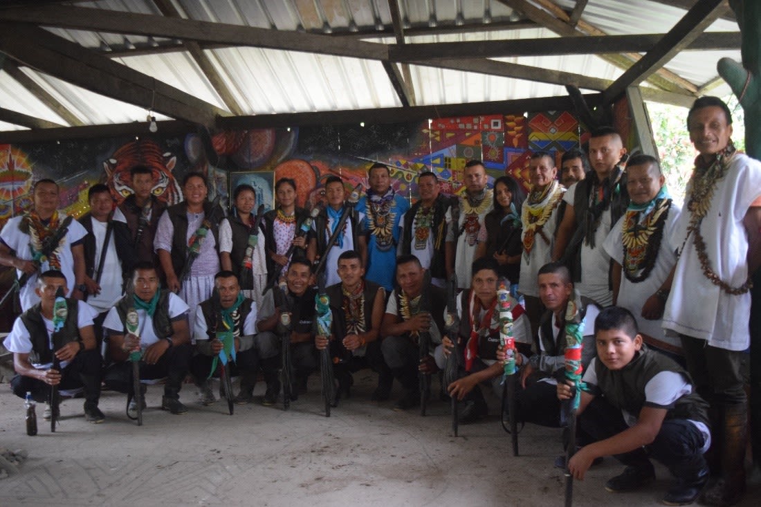 Group of cuiracuas, who receive the message from their authorities and continue the ancestral legacy through the activities of caring for the territory