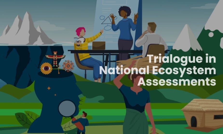 Text in the photo: Trialogue in National Ecosystem Assessments