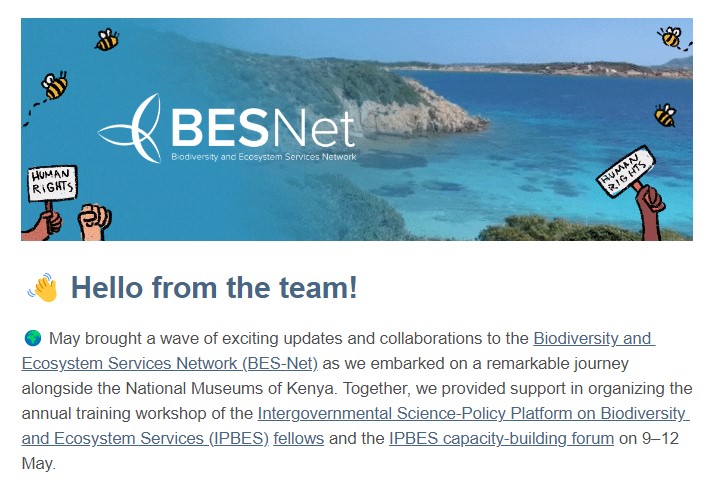 Screenshot of BES-Net's May 2023 newsletter
